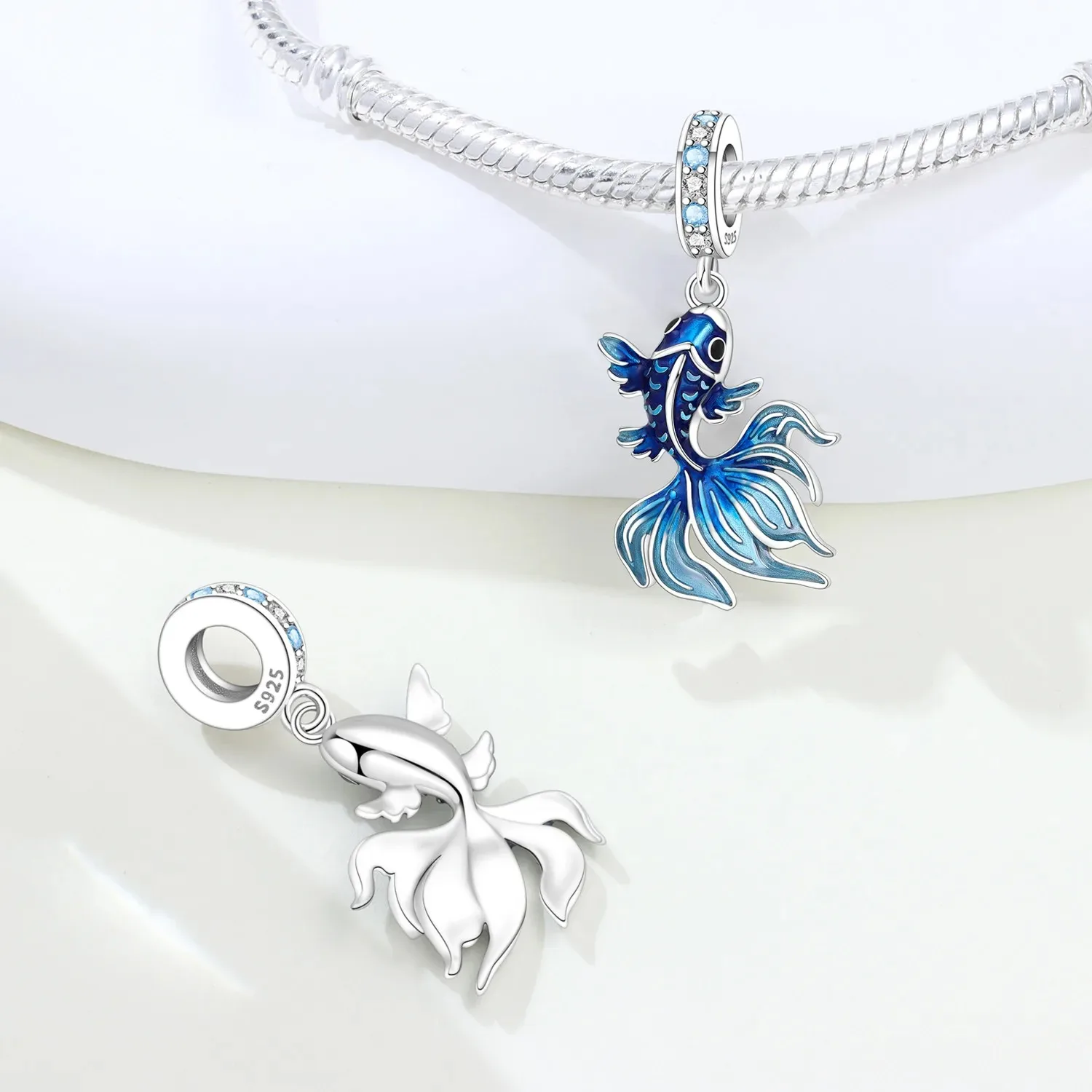 Colgante de plata de ley 925 con cuentas de la serie Blue Ocean, apto para pulsera DIY de la marca, joyería para mujer, regalos para novia