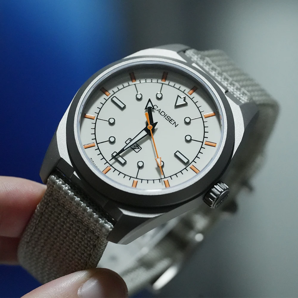 CADISEN TI-7 2026 NUEVO Reloj de Pulsera Automático Mecánico de Acero de Titanio Autodyne con Correa de Lona, MIYOTA 8215, Luminoso, Resistente al Agua, para Hombre