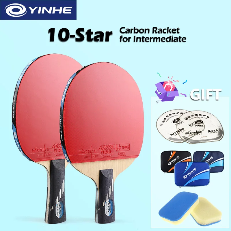 Yinhe-raqueta de Ping Pong 10-star 10B, raqueta de tenis de mesa de carbono para ataque rápido intermedio con Control fino