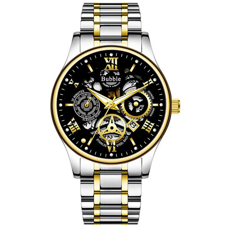 Reloj UTHAI para hombre, relojes de pulsera de cuarzo versátiles de alta gama, ligeros y de lujo, reloj romano hueco resistente al agua para hombre