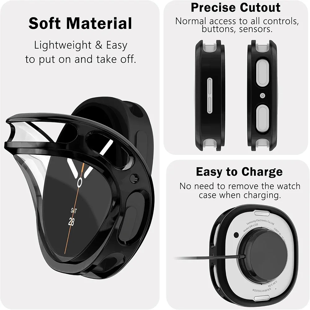 Funda con revestimiento de TPU para Samsung Galaxy Watch 9, protector de pantalla de 40mm y 44mm, fundas protectoras para Galaxy Watch 8 de 44MM y 40MM