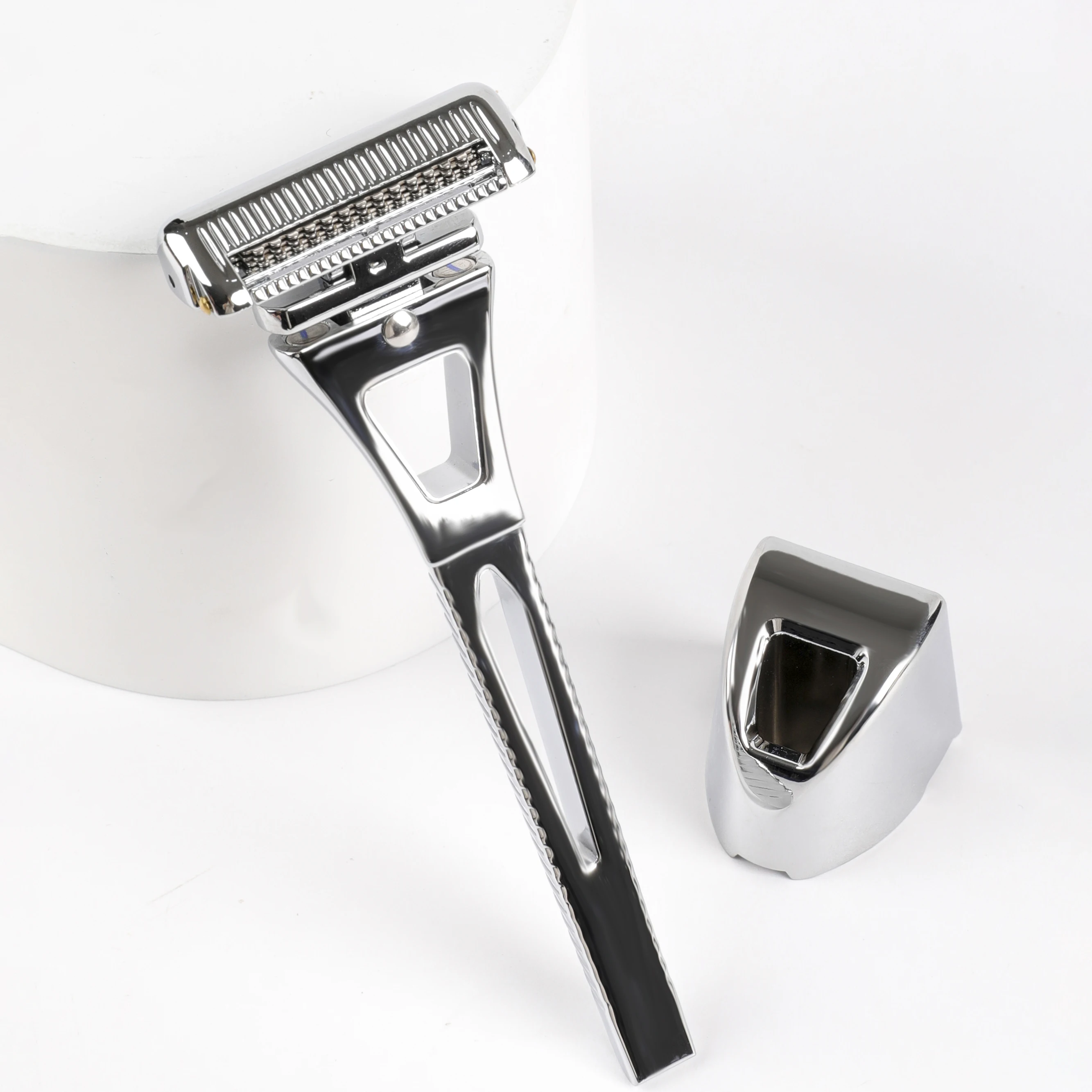Maquinilla de Afeitar Manual Chaoke de 4 Cuchillas, Maquinilla de Afeitar para Hombre Totalmente Metálica, Afeitadora de Barba Vintage