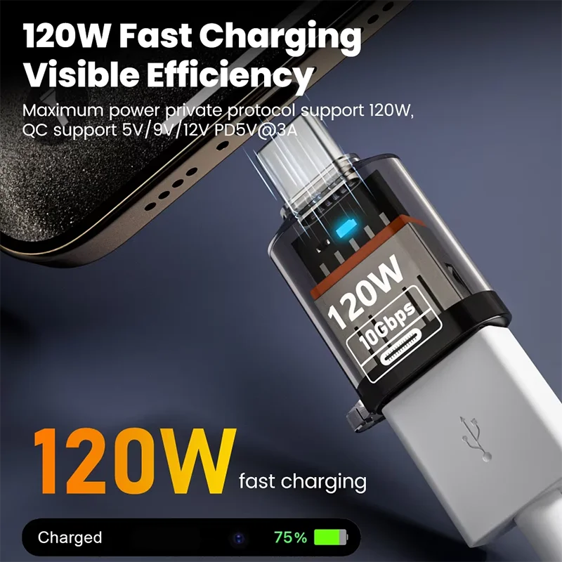 Adaptador USB 3,2 a tipo C de carga rápida de 120W OTG 10GB transferencia de Audio de datos de alta velocidad para PC tableta Xiaomi Huawei convertidor USB C
