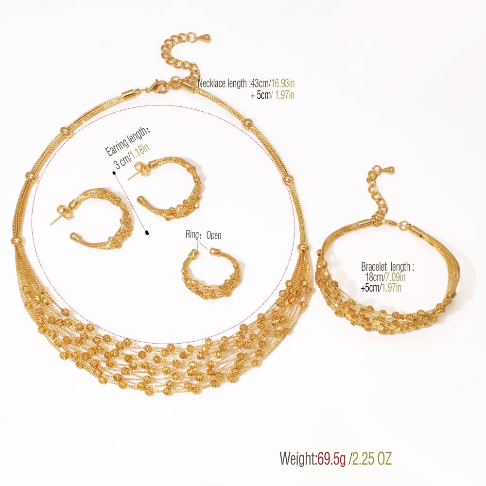 GZJPEI-Conjunto de joyería hecha a mano para mujer, conjunto de cuentas chapadas en oro de 18K multicapa, accesorios de joyería para boda y cumpleaños de alta calidad