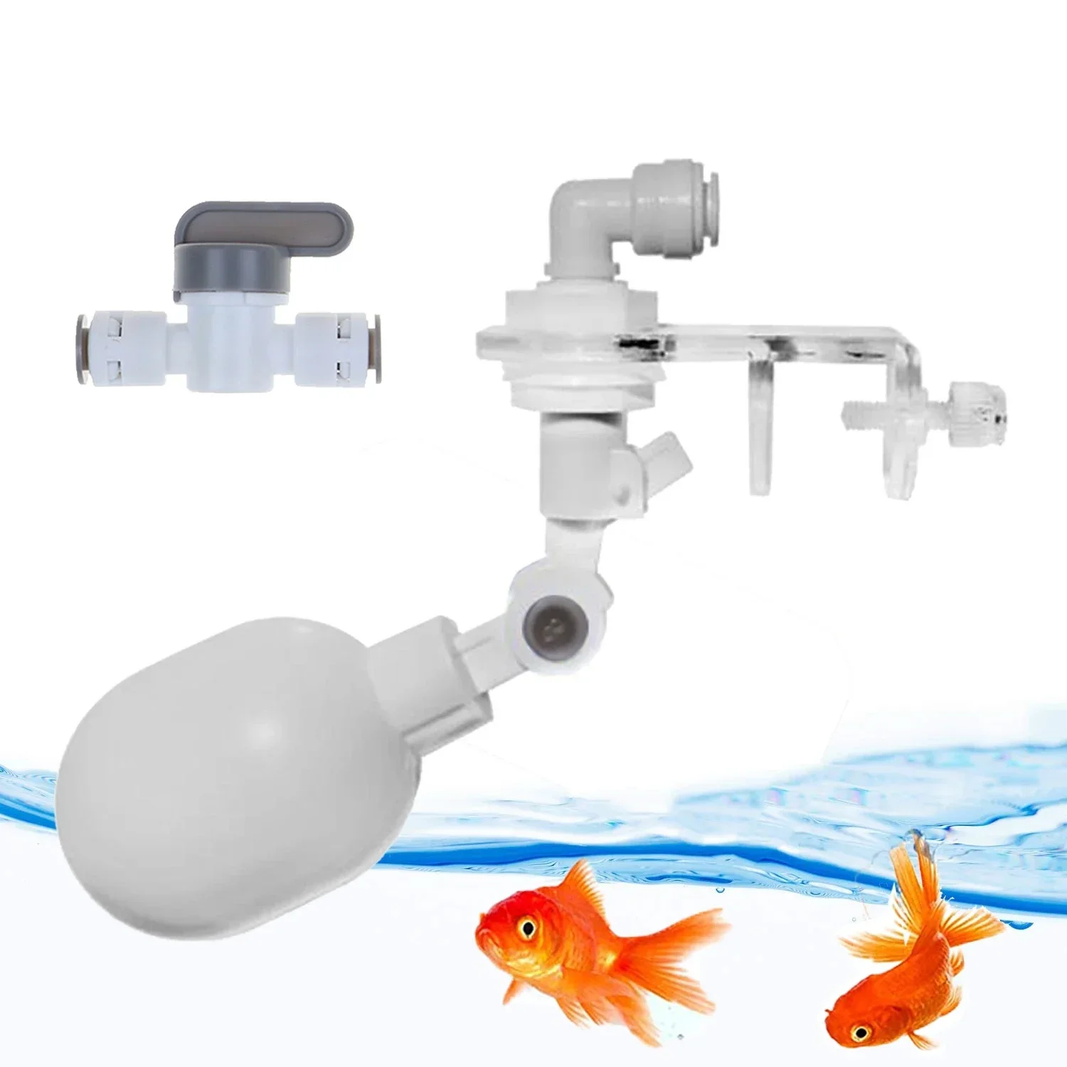 Kit de cambio de agua para acuario automático, válvula de bola flotante para tanque de peces sin energía, controlador de nivel de agua de llenado de agua automático de 1/4 pulgadas
