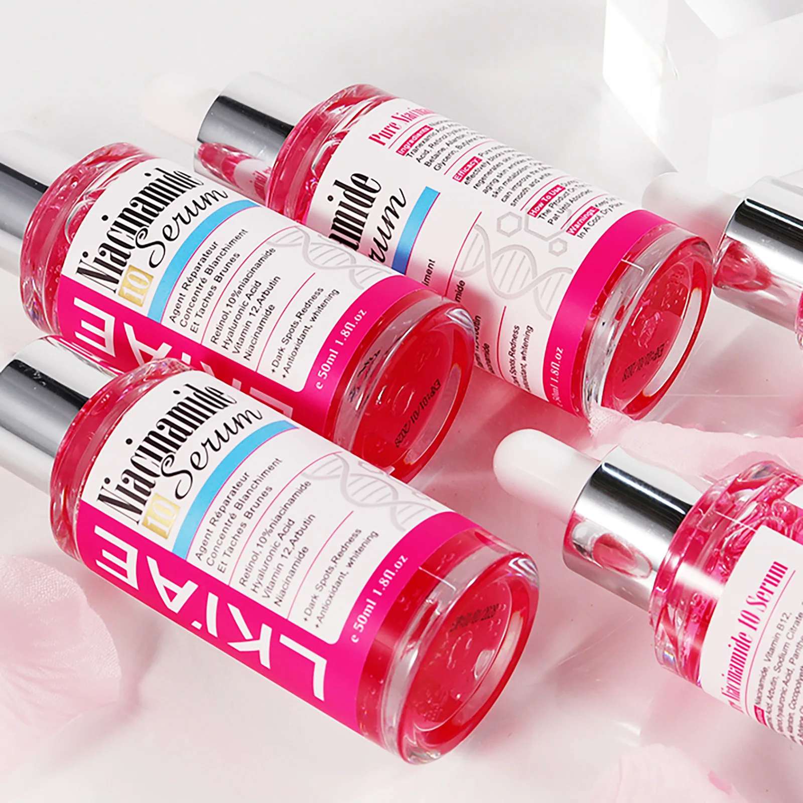 LKIAE Esencia Blanqueadora de Nicotinamida, Antiarrugas, Antimanchas, Con Ácido Hialurónico, Suero Hidratante Para Rostro y Cuerpo