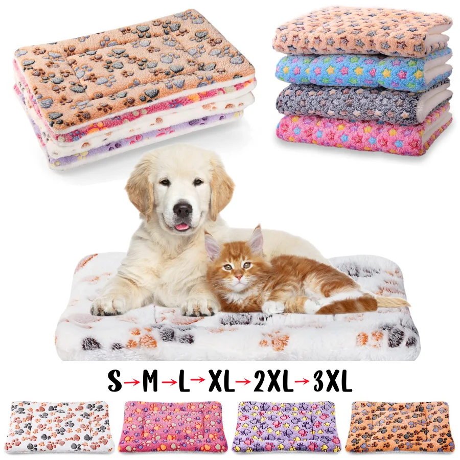 Cama de franela de gran tamaño para perros, cama gruesa para gatos, estera para dormir, manta para cachorros, gatitos, alfombra para cama para perros pequeños, medianos y grandes