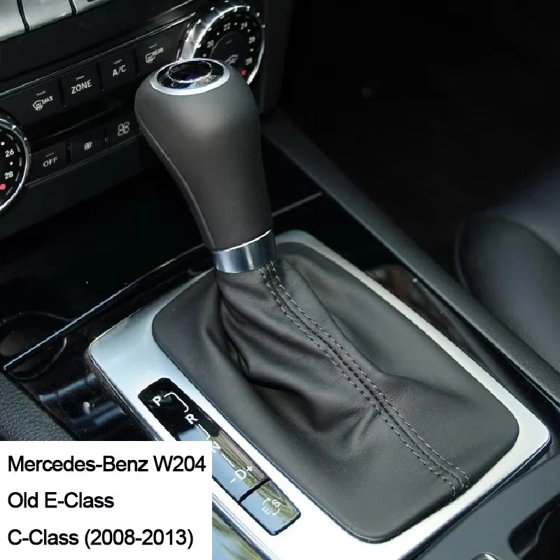Pomo de Cambio de Marchas Automático Negro con Funda para Mercedes Benz W204 Clase E Antigua C204 C63 C300 C250 (2008-2013) Accesorios para Automóviles