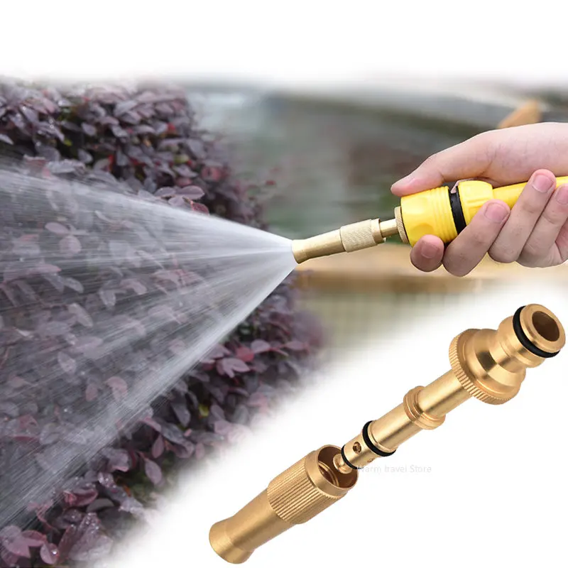 Boquilla de pulverización, pistola de agua de latón, pulverización directa de alta presión, conector rápido, manguera para el hogar, aspersor de jardín de presión ajustable