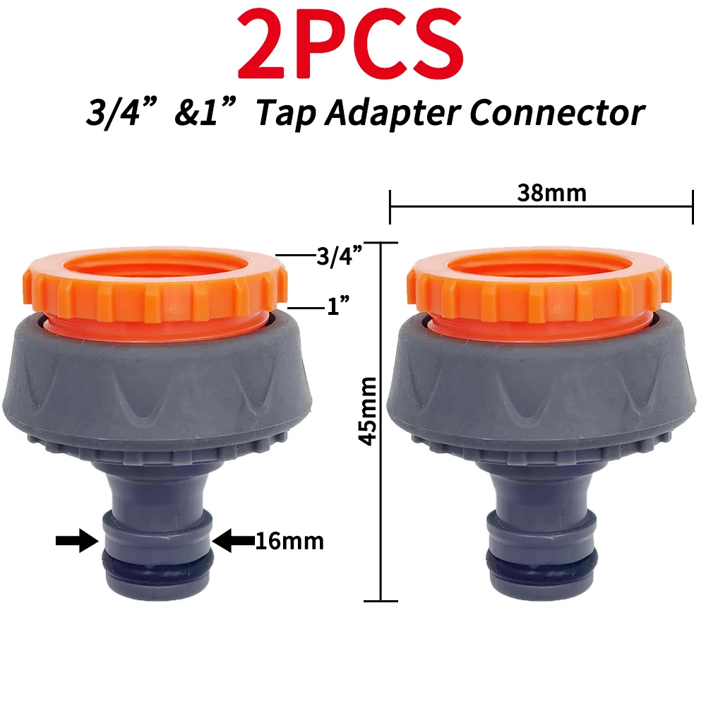 Adaptadores de grifo de jardín, conectores rápidos, divisores de agua de riego por goteo de 1/2 ", 3/4", junta de pezón macho de hilo femenino, manguera de 1/4"