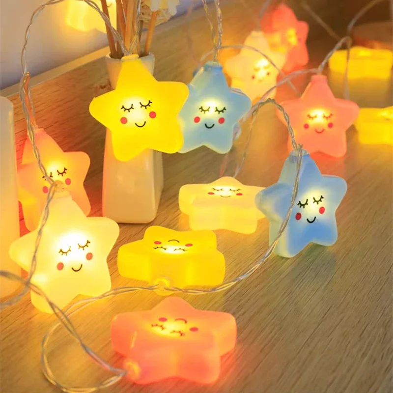 Guirnalda de luces LED con forma de estrella, lámpara alimentada por USB/batería para sala de estar, jardín al aire libre, Camping, boda, decoración para fiesta de Navidad