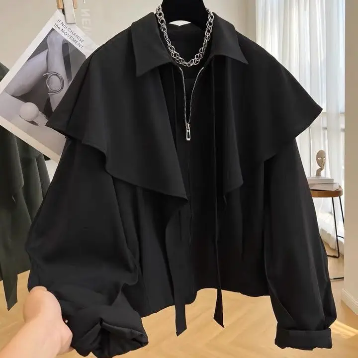 Capa de moda coreana, chaqueta informal para mujer Dongdaemun 2025, abrigos cortos para mujer, chaquetas pesadas, cárdigan de invierno de tendencia, Tops nuevos