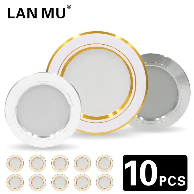 Lote de 10 Focos LED Empotrables de 5W, 9W, 12W, 15W y 18W, 220V, Luz de Techo Redonda, Luz Blanca Fría y Cálida