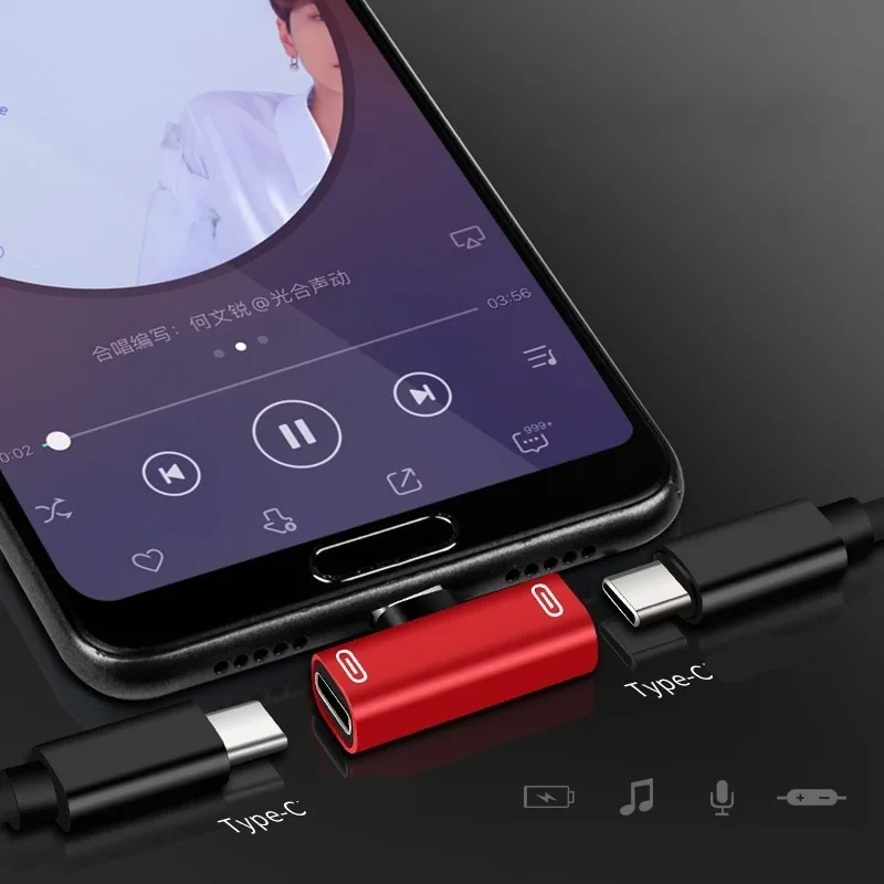 Divisor USB C tipo C macho a adaptador hembra doble tipo C 2 en 1, convertidor de cargador de auriculares para teléfono, puerto tipo C, 2/1 Uds.