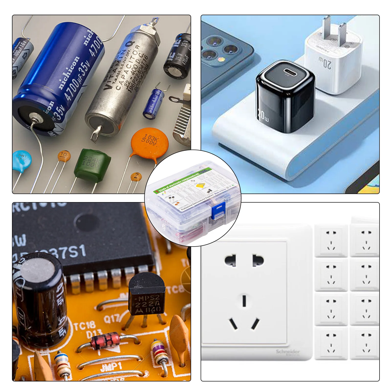 Kit surtido de componentes electrónicos, condensadores, rectificador de diodo Led, Transistor de resistencia para Arduino, proyecto de bricolaje, 1500 piezas