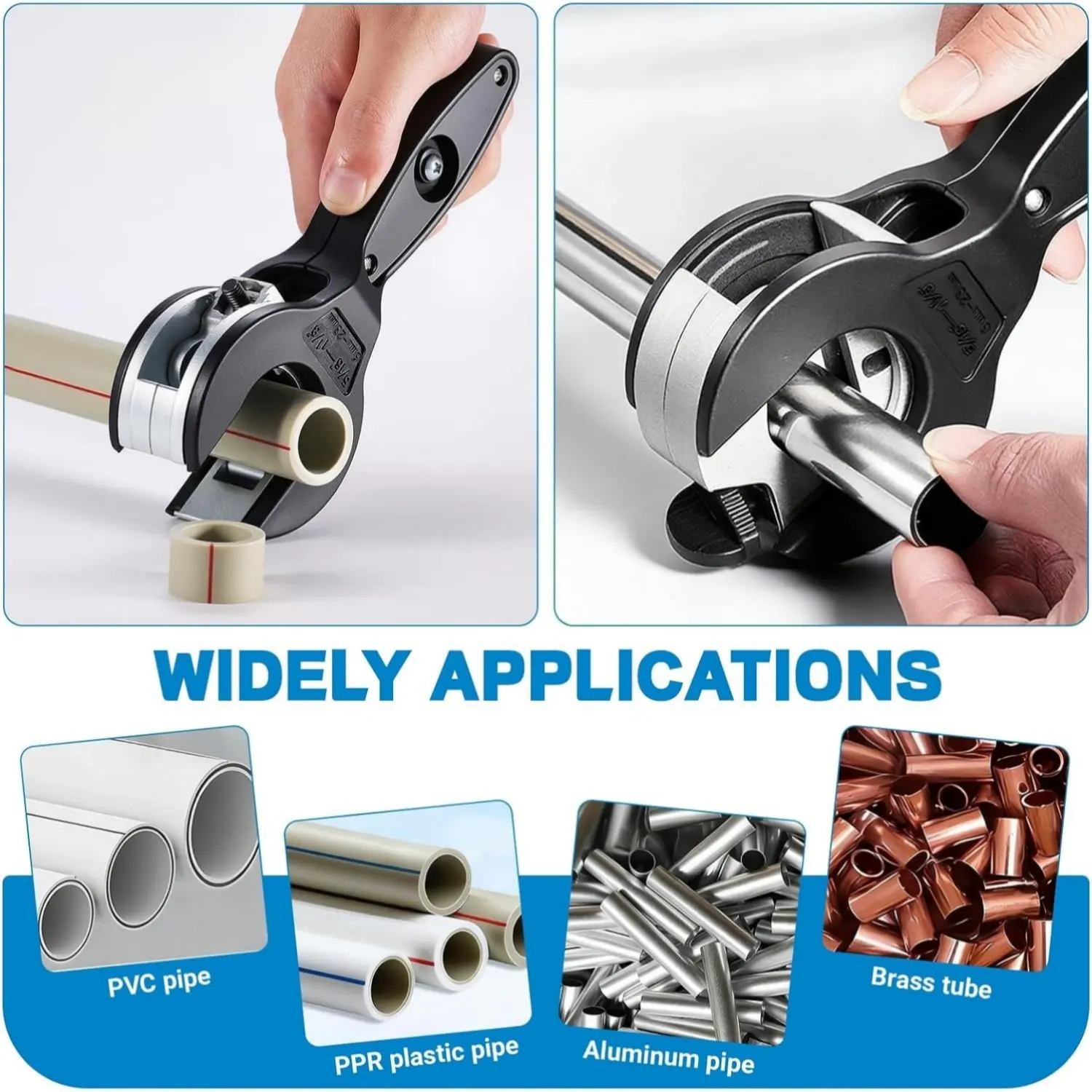 Cortador de Tubos con Mecanismo de Trinquete 6-23/8-29 mm, Cortador de Tuberías de Cobre 2 en 1 360 °   Cortador Compacto de Tubos para Espacios Reducidos, para Cobre, Metal y Plástico
