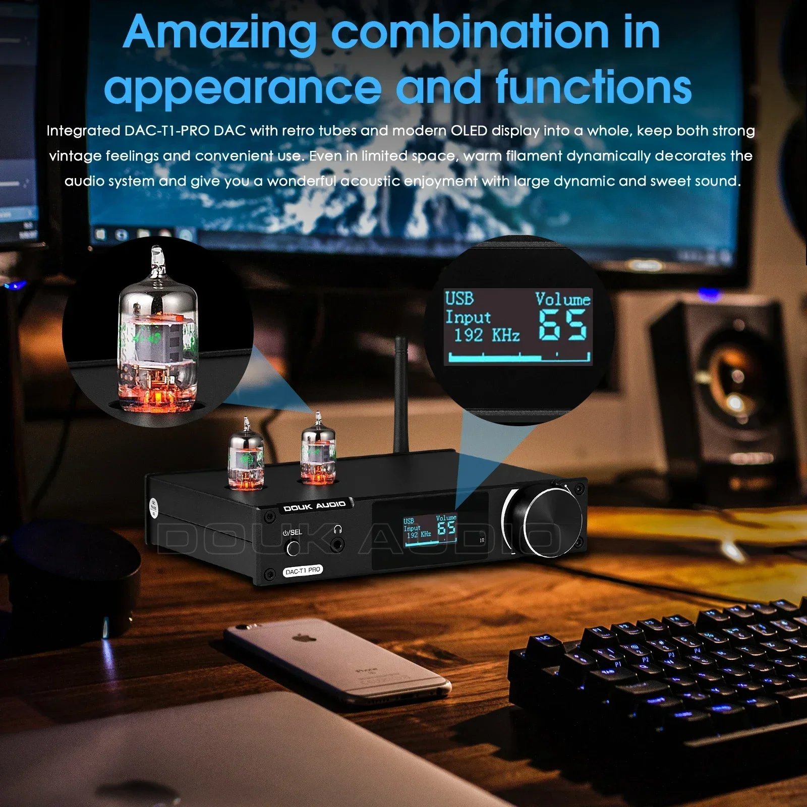 Douk Audio HiFi Bluetooth 5,0 válvula preamplificador de tubo COAX/OPT convertidor Digital a analógico USB DAC altavoz receptor amplificador de auriculares