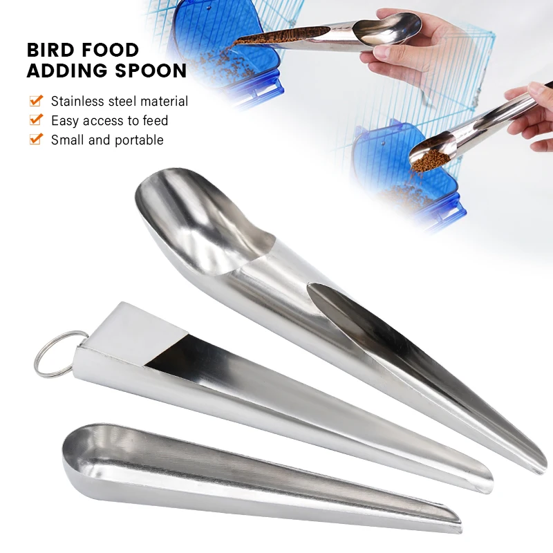 Cuchara de Acero Inoxidable para Alimentar Aves y Loros, Herramienta para Añadir Comida a la Jaula, Accesorio para Alimentación de Mascotas Pequeñas, 1 Pieza