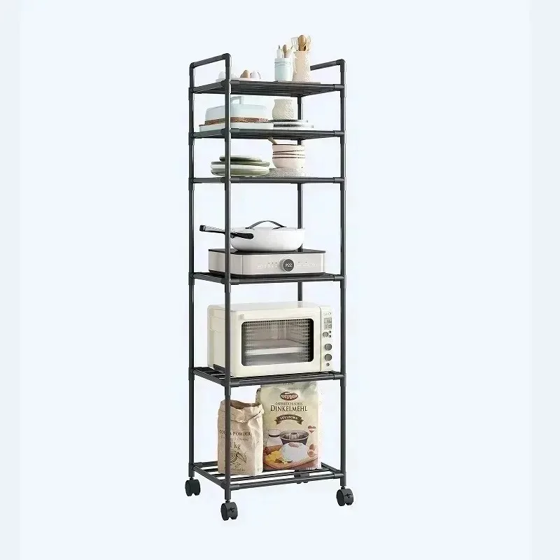 Carrito de almacenamiento móvil ajustable de varias capas, estante doméstico sencillo, escurridor de platos para cocina
