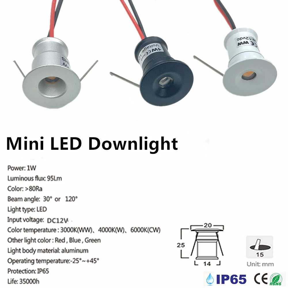 Mini luz empotrable LED de 12V y 1W, foco pequeño empotrable para techo, cocina, escalera, foco Led para interiores con transformador AC110-220V