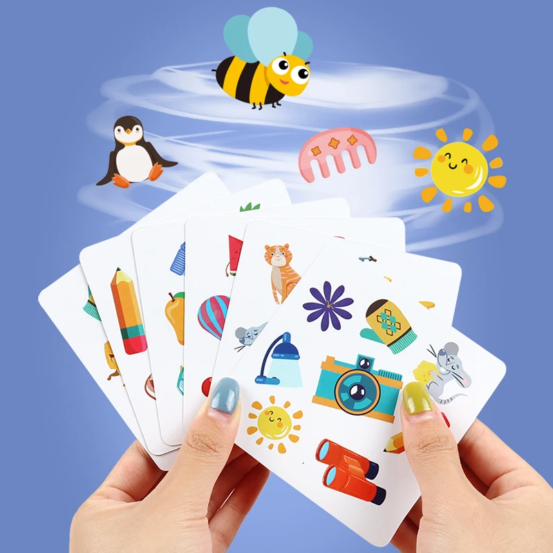 Juguetes Montessori, juego de cartas de golpe, juego de cartas, entrenamiento de memoria, juego de cartas a juego, juguete educativo cognitivo de animales para niños