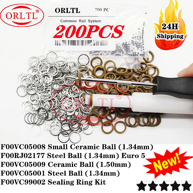200 PIEZAS Kit de reparación Euro5 para inyectores diésel F00VC99002 F00VC05008 F00VC05001 F00VC05009 F00RJ02177, junta para boquilla ORLTL