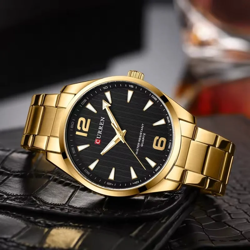 Reloj CURREN 8434 de Marca de Moda para Hombre, Resistente al Agua, con Luz Nocturna, Elegante, Correa de Acero Inoxidable, Reloj de Regalo para Hombre, Reloj Hombre