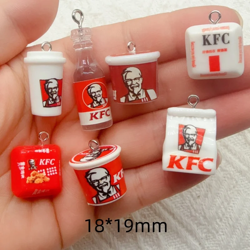 10 llaveros de resina con diseño de bolsa de comida de dibujos animados, ideales para decorar bolsos, la mejor opción para regalos.