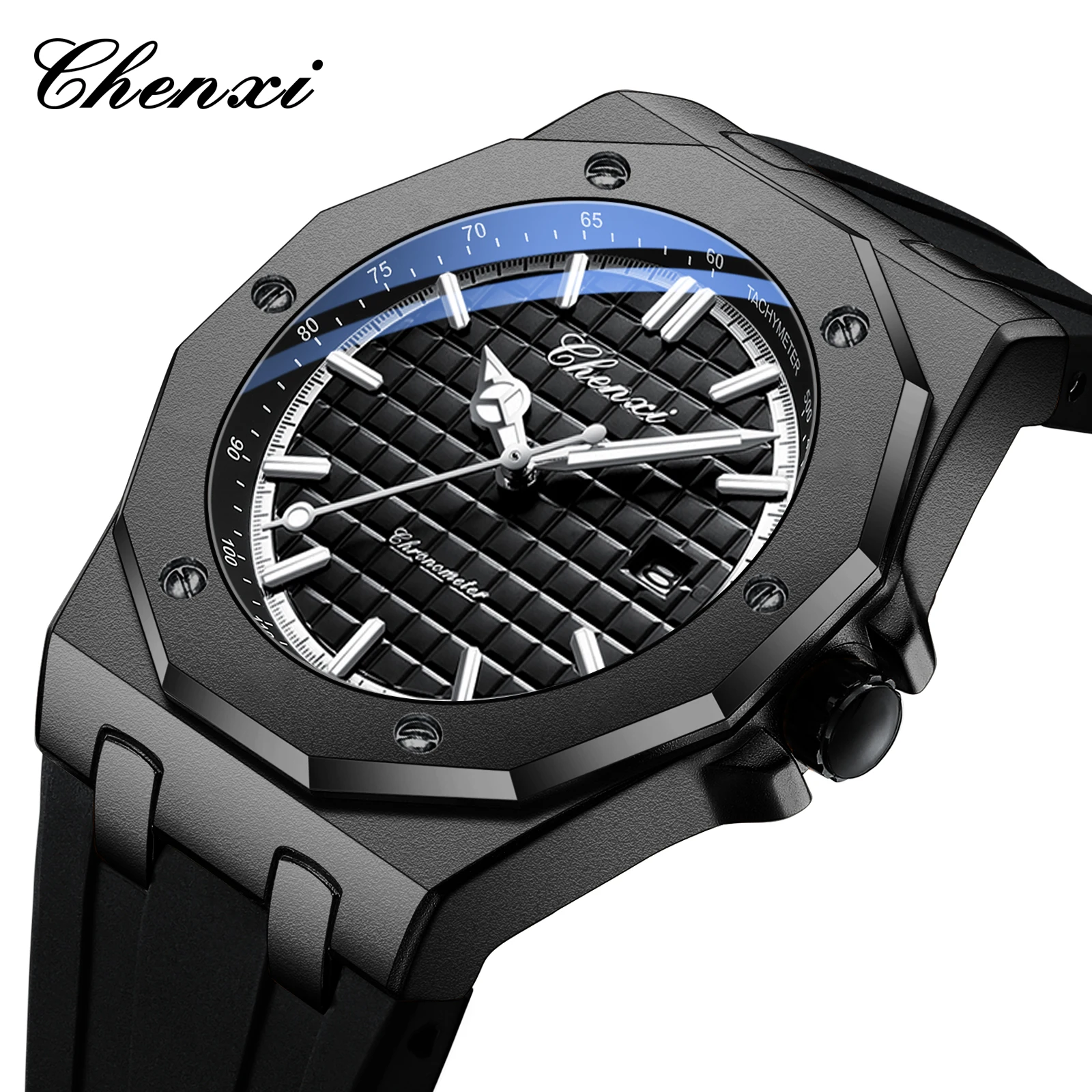 Reloj de Lujo para Hombre CHENXI 8268, Marca de Primera Calidad, Compacto, de Silicona, Resistente al Agua, con Calendario, Luz Nocturna, Reloj de Textura Masculino, Regalo, Reloj Hombre