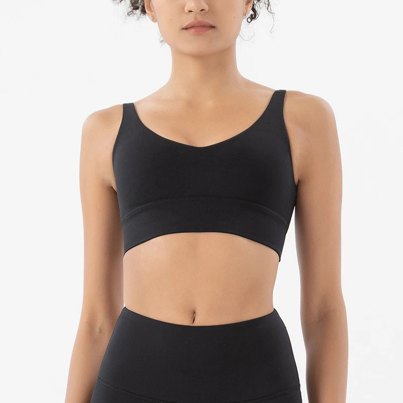SOISOU-Sujetador de nailon para mujer, Top deportivo ajustado Sexy para gimnasio, ropa interior para Fitness, Yoga, almohadilla para el pecho, sujetador antivibración extraíble, 15 colores