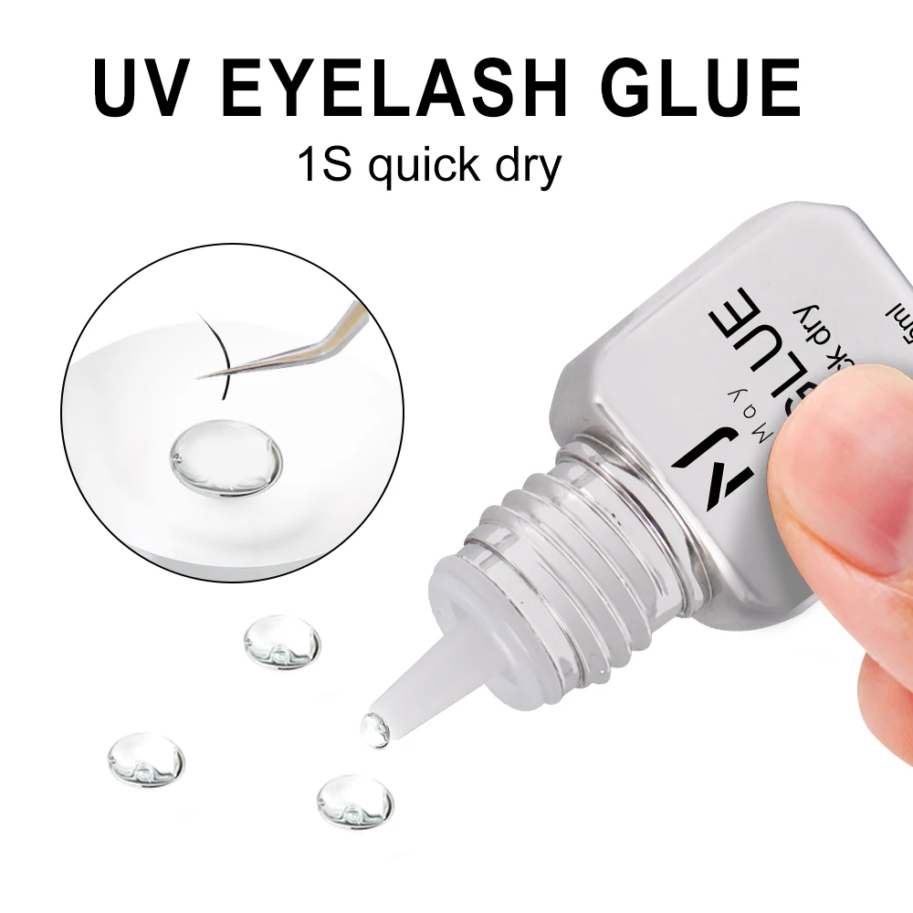 Pegamento para Pestañas JOMAY UV, Pegamento Extra Fuerte para Extensión de Pestañas, Pegamento UV 5ML, Adhesivo Impermeable, 3 Botellas