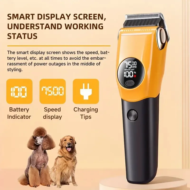 Cortadora de Pelo Profesional para Mascotas, Recortadora de Pelo para Perros y Gatos, 7500/min, LED, Adecuada para Mascotas Grandes, Medianas y Pequeñas