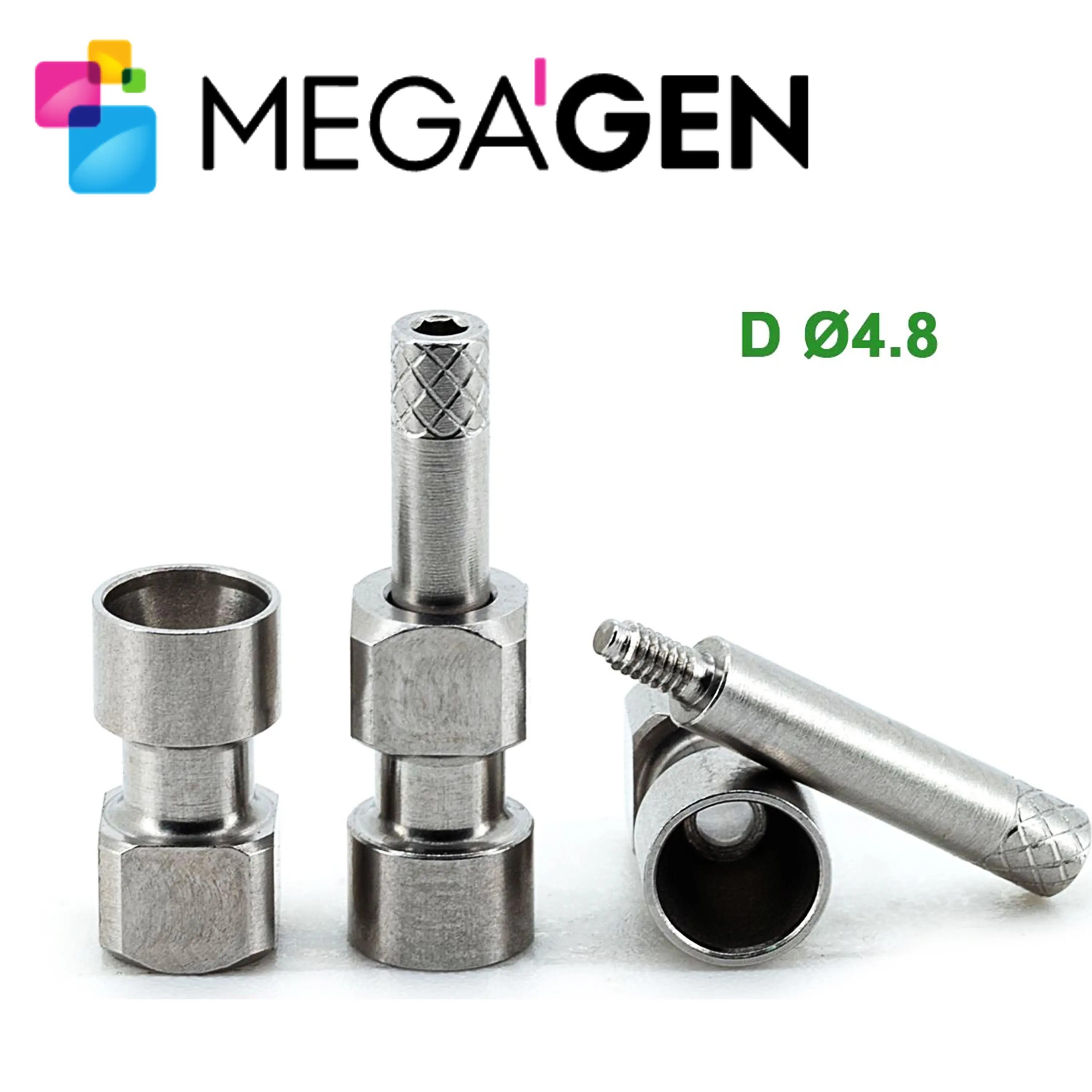 MegaGen AnyOne Piezas de Implante: Pilar de Curación, Coping de Impresión, Pilar de Puente Analógico, Tornillo de Pilar. Aleación de Titanio Grado 5 de Grado Médico