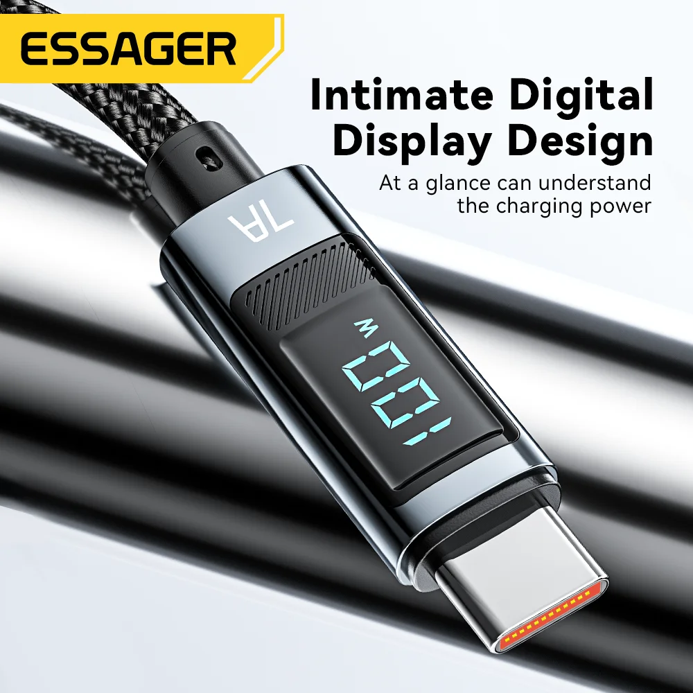 Essager 7A USB tipo C Cable 100W USB C cargador de datos para Realme Huawei P40 30 Pro 66W Cable de carga rápida Samsung Xiaomi Poco
