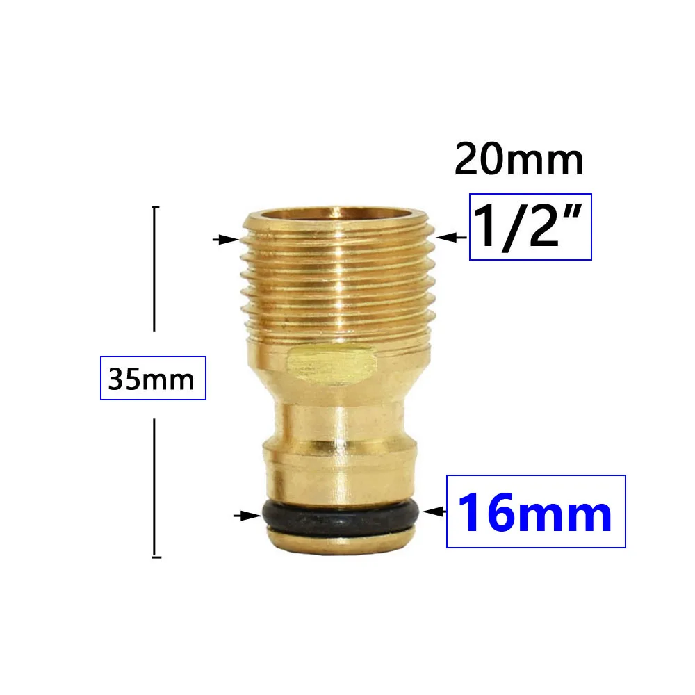 Conector rápido de manguera de latón de 1/2 '', 3/4'', 1'', 16mm, 20mm, adaptador de acoplamiento de grifo de cobre, reparación de tubos de jardín, accesorios para pistola de riego