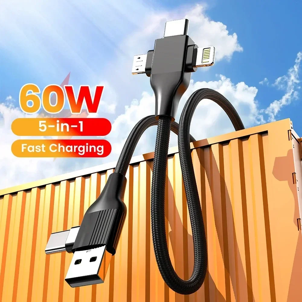 Cable de carga USB C 5 en 1, Cable cargador tipo C 4 en 1, Cable USB tipo C PD 65W 27W, carga rápida para IPhone, Xiaomi, Samsung, Redmi