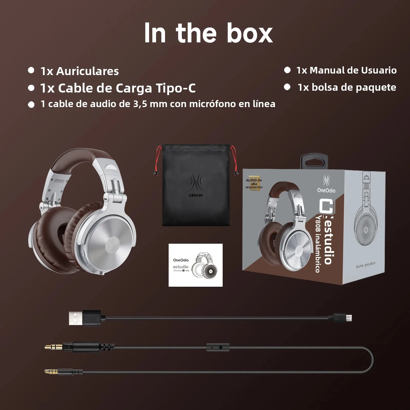 Oneodio Upgrade Pro C auriculares inalámbricos Bluetooth 5,2 sobre la oreja tipo C auriculares deportivos Bluetooth con micrófono Audio de alta resolución 110 horas