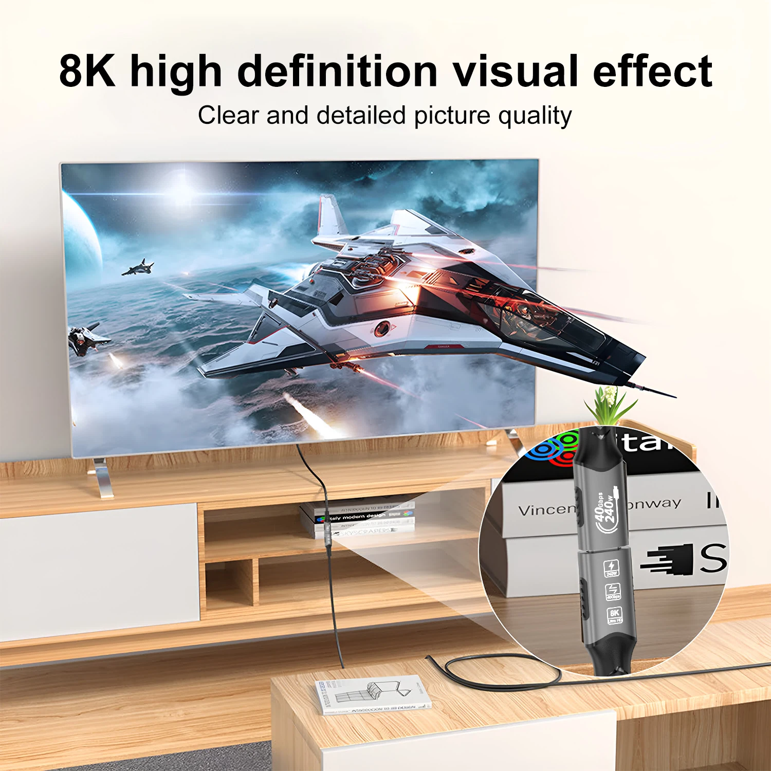 Cable de extensión tipo C 8K, extensor de Cable de carga rápida macho a hembra, USB C 4, vídeo UHD, 40Gbps, 240W, PD3.1 con Thunderbolt 4/3