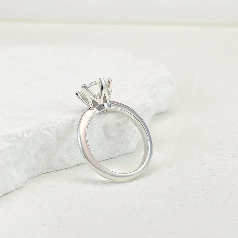 Anillo NeeTim de moissanita de 0,5-5 quilates para mujer, Plata de Ley 925 con chapado en oro blanco, joyería de compromiso con para boda