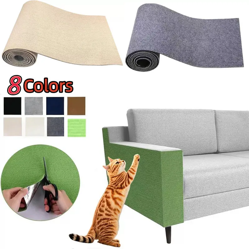 Alfombrilla rascadora para gatos autoadhesiva de 8 tamaños, recortable, protector de muebles y sofás, almohadilla rascadora DIY para gatos para esquinas de sofá y pared