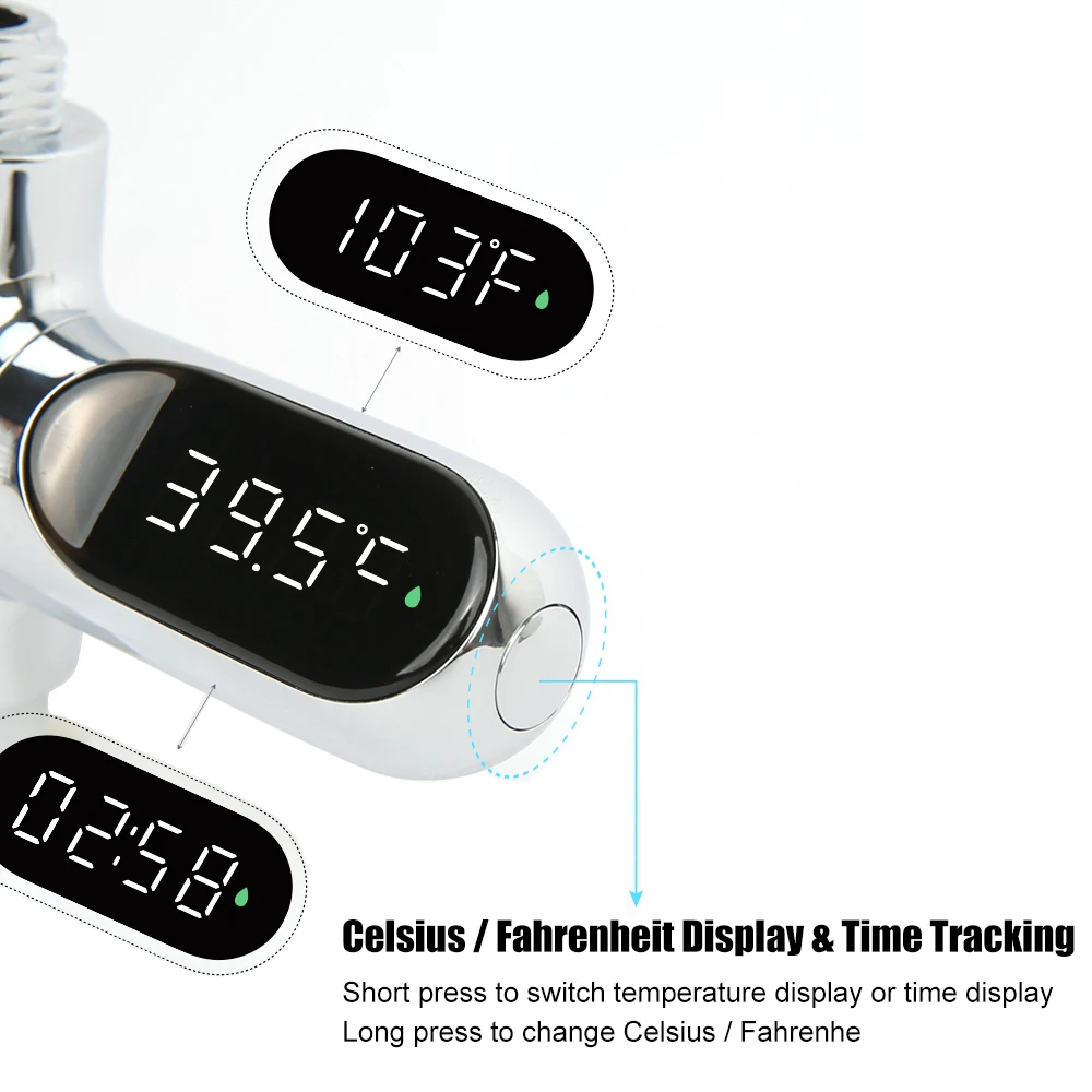 Monitor de temperatura del agua para bañera de hidromasaje, pantalla LED eléctrica para el hogar, grifos de ducha, termómetro de agua, medidor de temperatura de baño