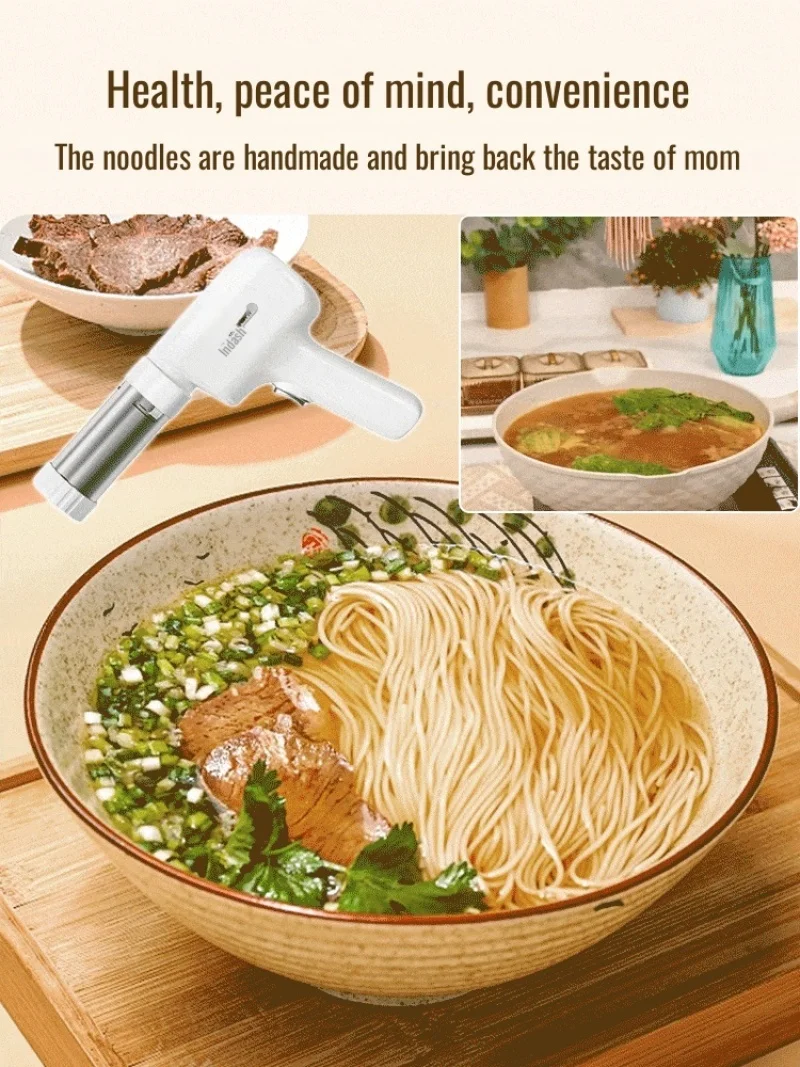 Fabricante de fideos inalámbrico eléctrico, prensa de fideos portátil de mano, electrodomésticos, cocina al aire libre, desayuno en casa, fabricante inteligente