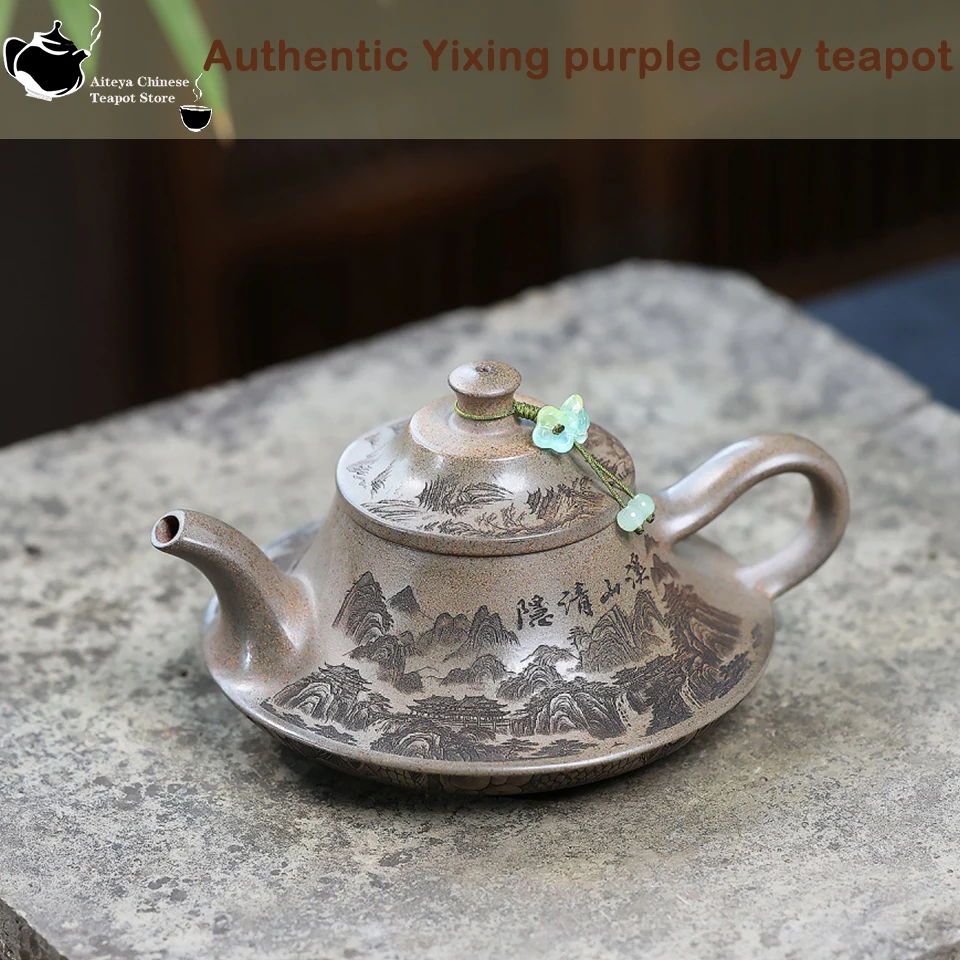 Tetera de Arcilla Púrpura de Yixing, Arcilla de Madera de Agar, Fabricada con Arcilla de Agarwood, Cocida en Horno de Leña, Tetera Kung Fu, Juego de Té Kung Fu