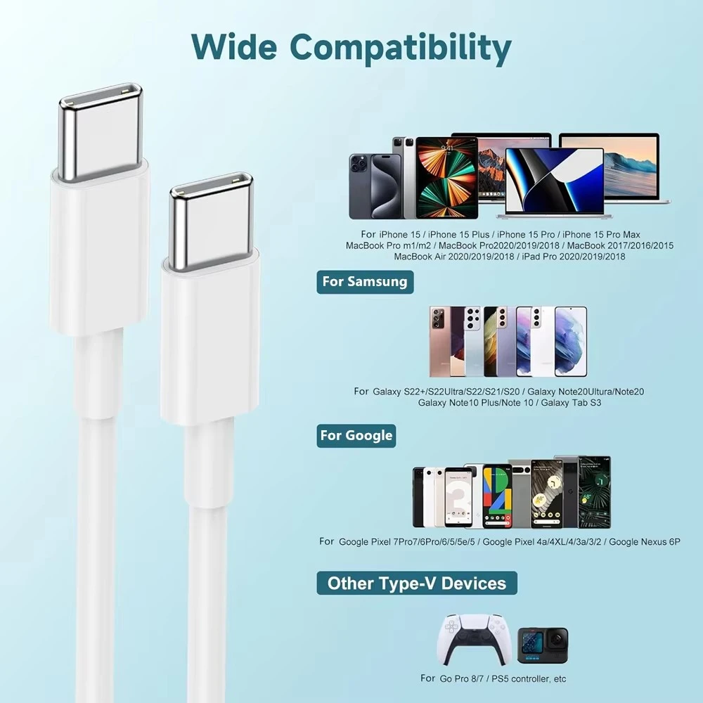 Cable de Carga Rápida Dual USB-C de 100W para iPhone 15 16 17 Pro Max Samsung Xiaomi Huawei, Cables de Datos de Carga Rápida Tipo C a Tipo C