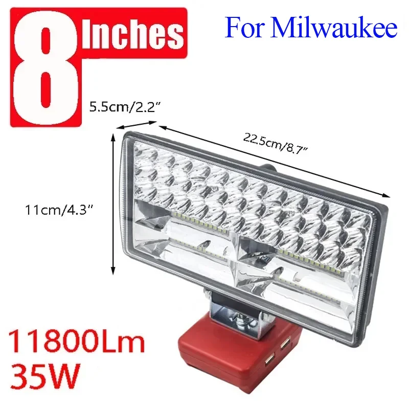 Foco de luz Led de 8 pulgadas para trabajo al aire libre, lámpara de emergencia portátil para pesca, Dewalt, Milwaukee, Makita, batería Bosch de 18V