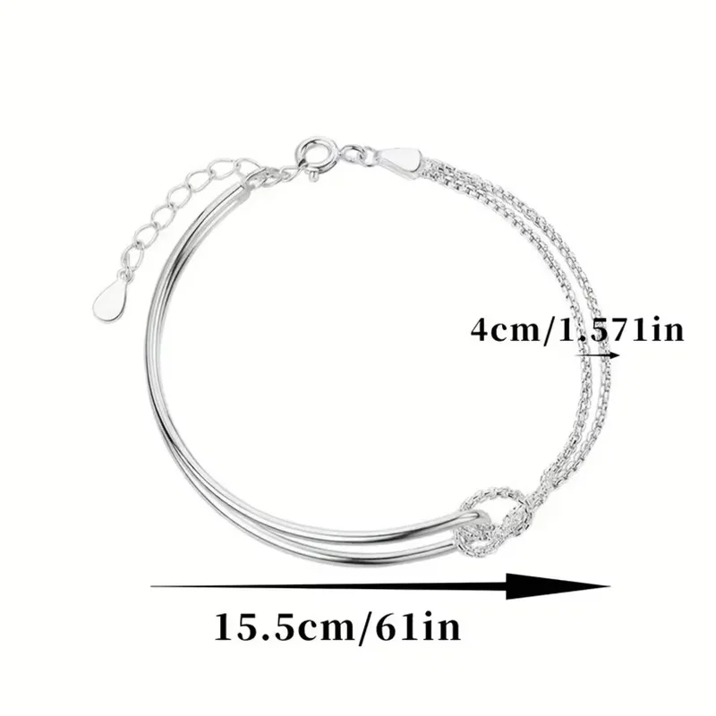 Juego de 3 pulseras de plata de ley S925, pulseras onduladas tejidas con media cadena geométrica minimalista para mujer, regalos de joyería elegantes