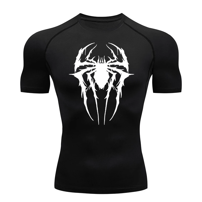 Camisetas de compresión con gráfico de araña para hombre, camisetas atléticas de secado rápido para entrenamiento de gimnasio, camisetas interiores, capas básicas