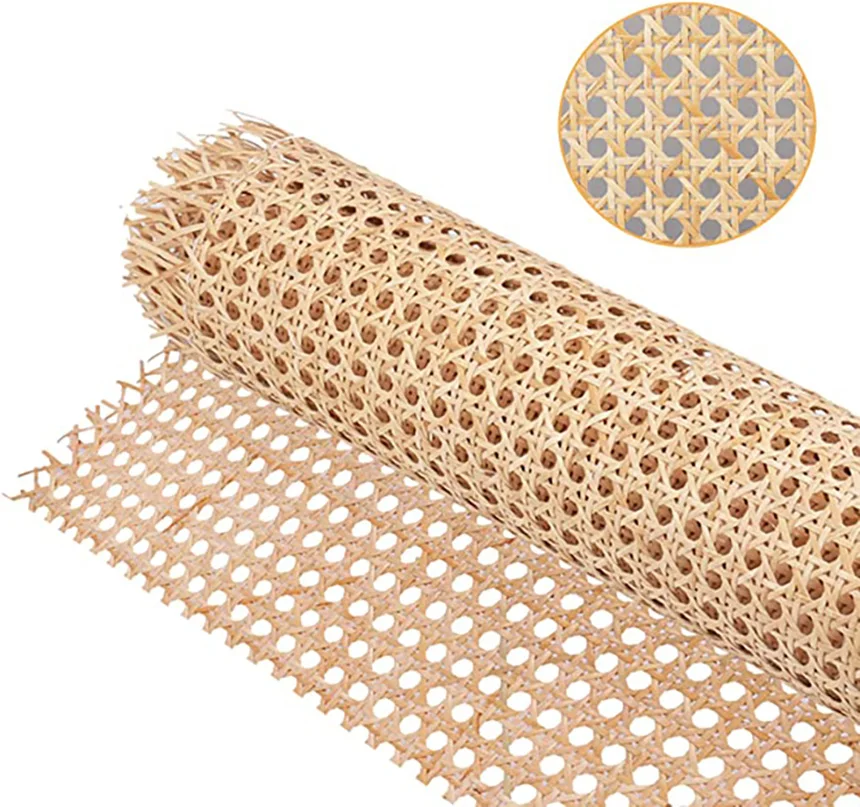 Bastón de rejilla abierta tejida con cinta tejida de ratán de 45x350cm de ancho para muebles, gabinetes, sillas y techo