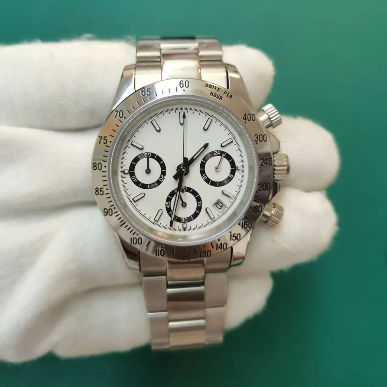 Reloj de Hombre con Cristal de Zafiro, Cuarzo, Cronógrafo, Resistente al Agua 50M, para Natación y Negocios, con Caja de Acero 316L