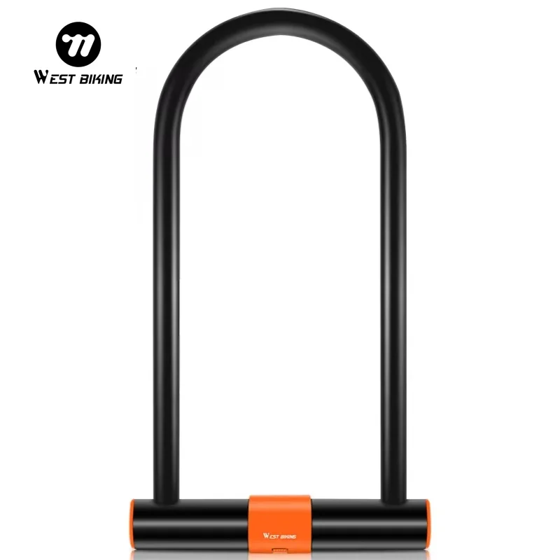 WEST BIKING-cerradura en U de acero al carbono para bicicleta, candado seguro antirrobo para bicicleta de montaña y carretera, accesorios para ciclismo y motocicleta